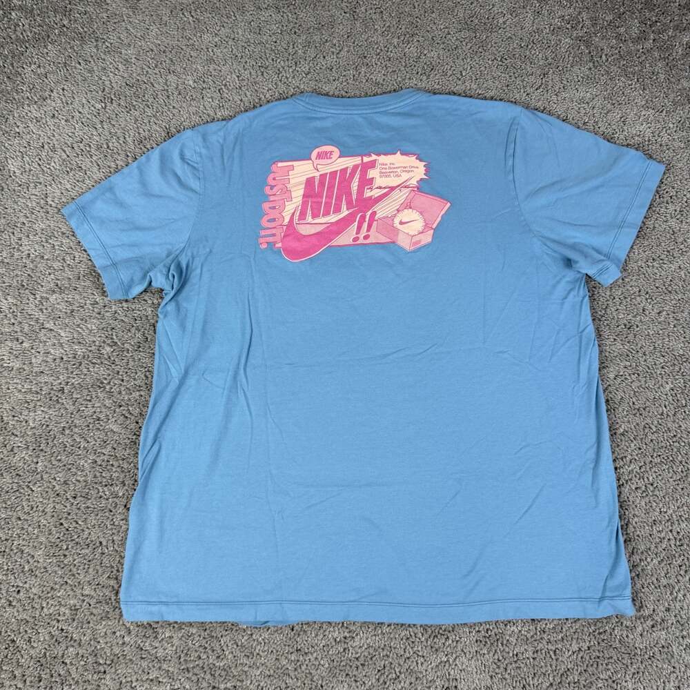 Nike Shirt Mens L Blue Just Do It Graphic Swoosh Sports Crew Neck Tagless Tee